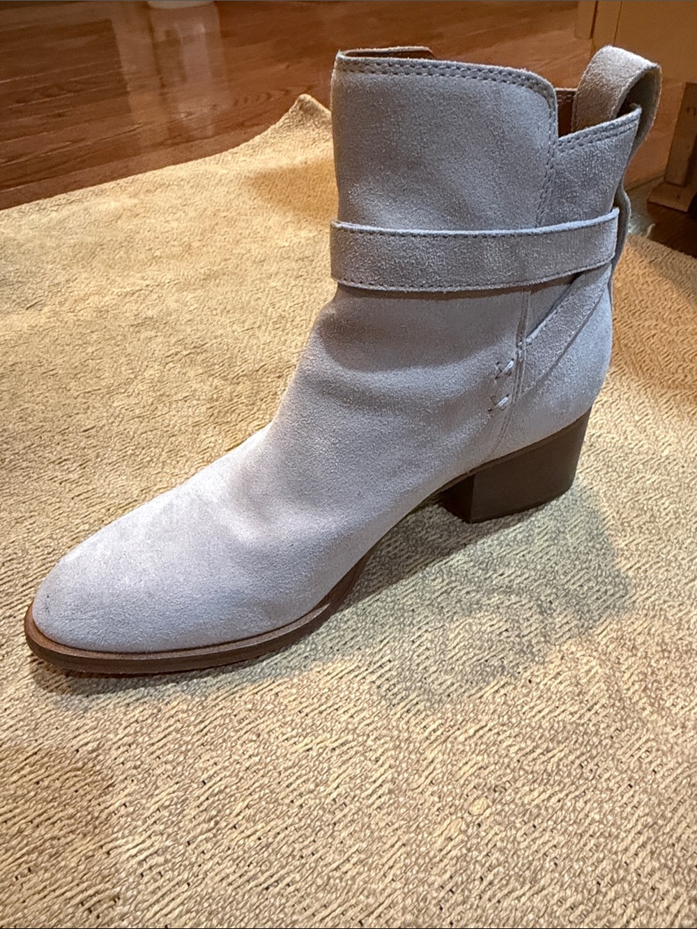 rag & bone Light Gray Suede Ankle Booties with Harness Strap